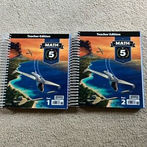 BJU Press 5th grade math teacher edition book 1 and 2 NEW